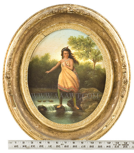 Portrait, Spotted Fawn at Stream, Indian Maiden
Oil on Panel
Anonymous
19th Century, scale view